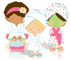 Children dressed in robes for spa day