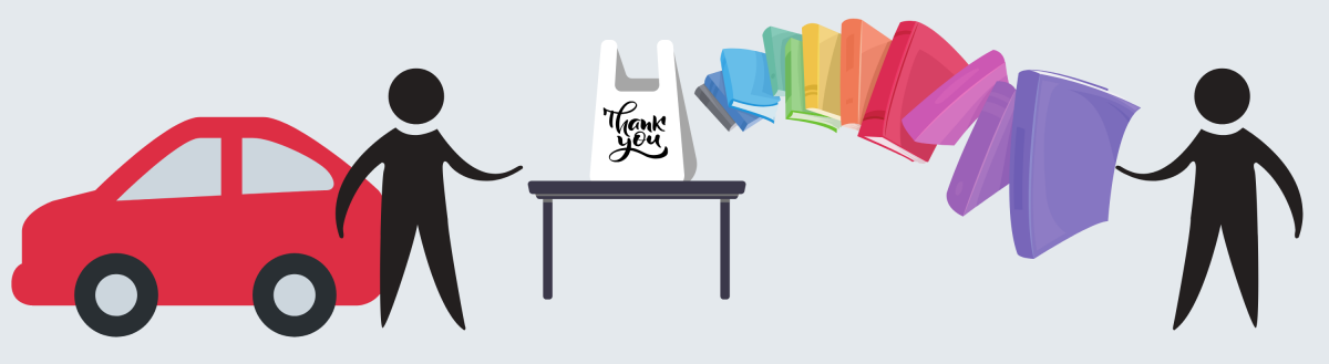 Image of curbside pickup of library materials