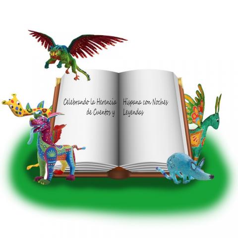 Open book that says Celebrando la Herencia Hispana