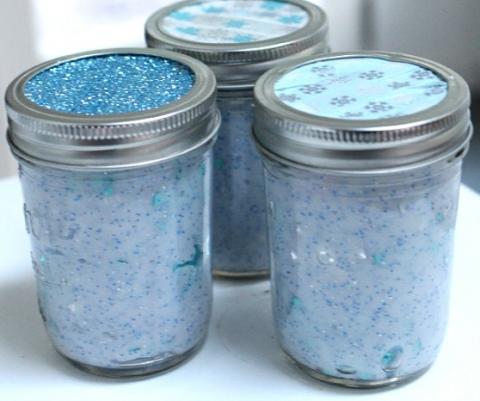 Three jars of wintertime slime
