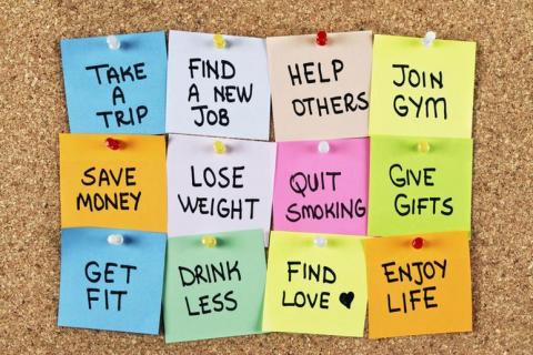 Notes with New Year's resolutions
