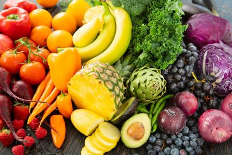 A photo of fruits and vegetables.