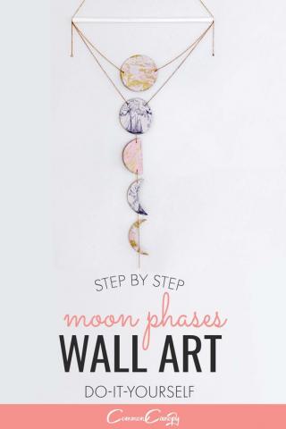 diy hanging moon phases wall art