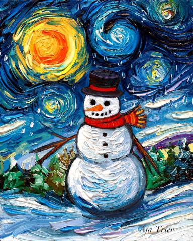 Starry Night Snowman