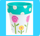 Pot painted with flowers