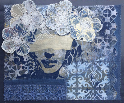 A color photo of a gel plate image transfer.