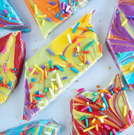 color explosion chocolate bark