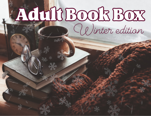 A graphic announcing the Adult Book Box.