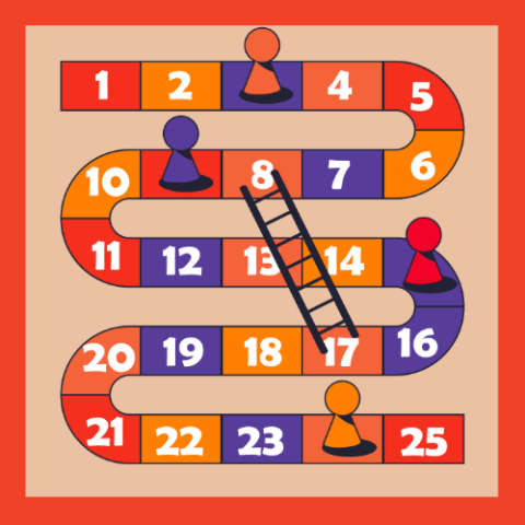 Chutes and Ladders game board