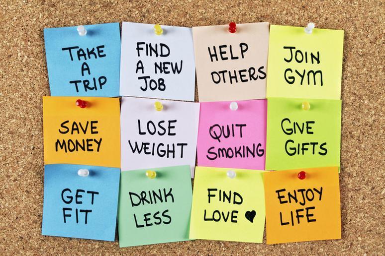 Notes with New Year's resolutions