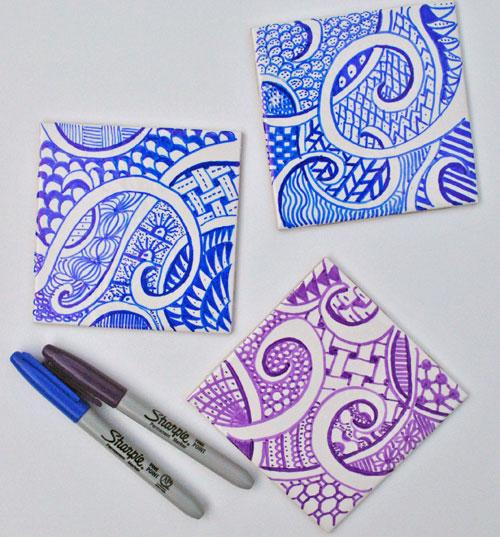 A photo of Zentangle Doodle Coasters