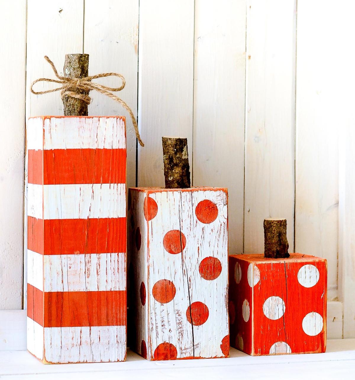 striped and polka dotted pumpkins