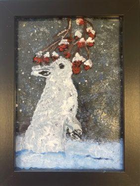 Winter Rabbit Painting on Glass