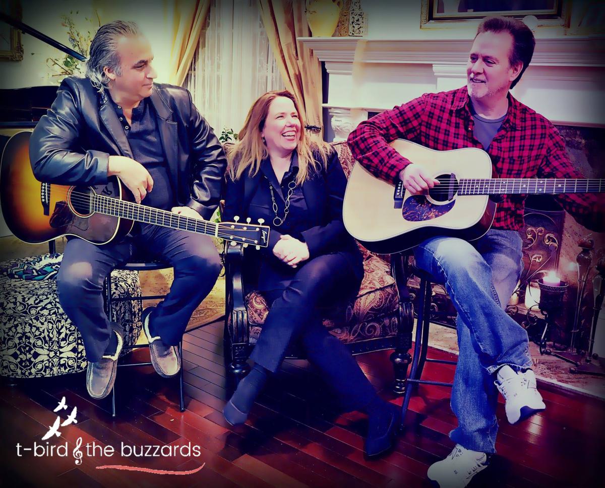 A photo of the three members of T-bird and the Buzzards band.