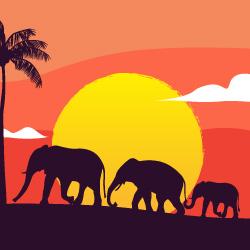 Elephant Silhouettes painting