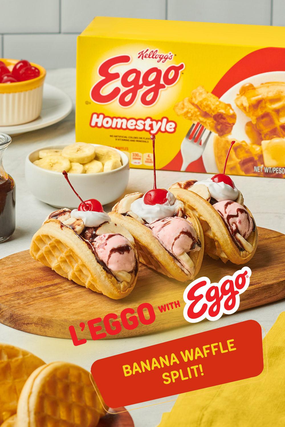banana split waffle tacos