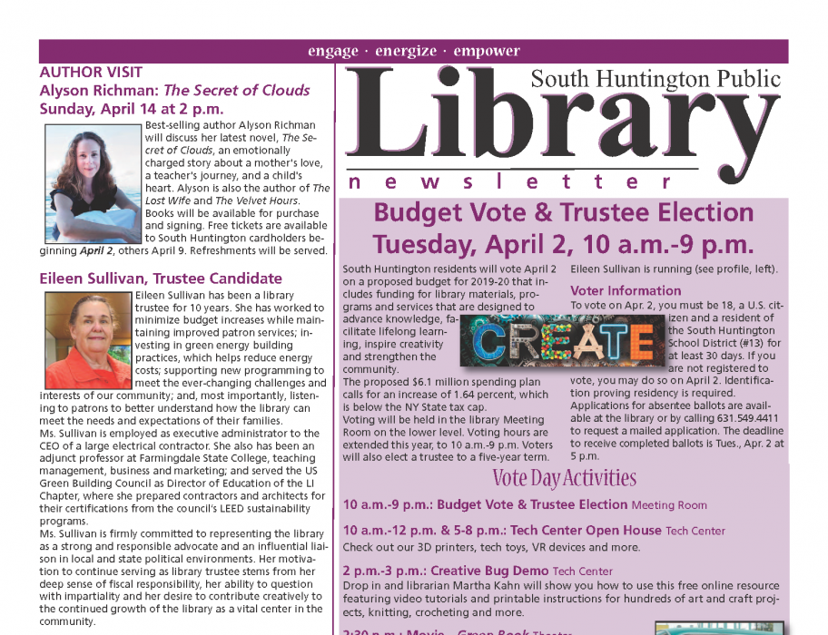 April 2019 newsletter front page thumbnail