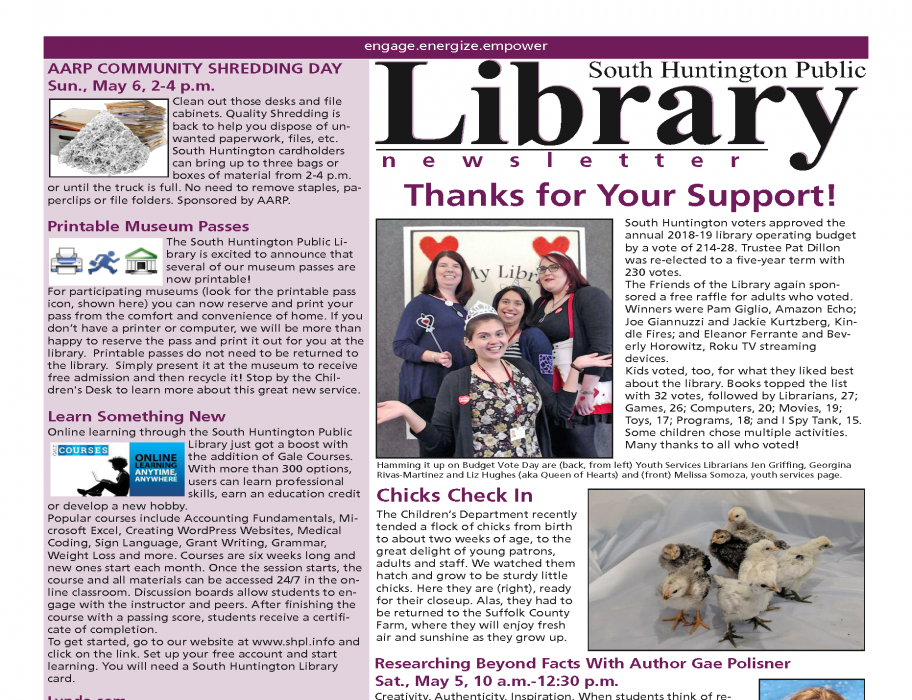 May 2018 newsletter front page thumbnail
