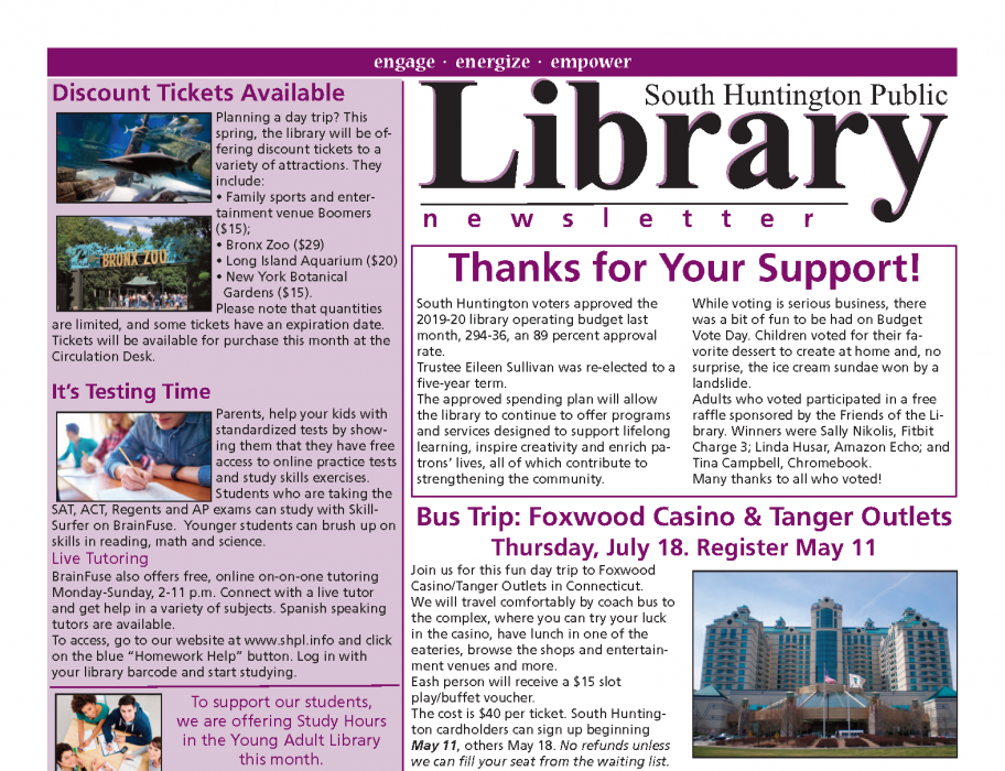 May 2019 newsletter front page thumbnail